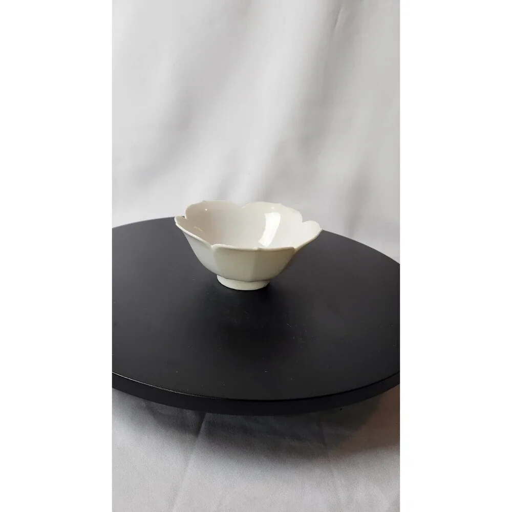 Lotus Flower Bowl White Porcelain Vintage